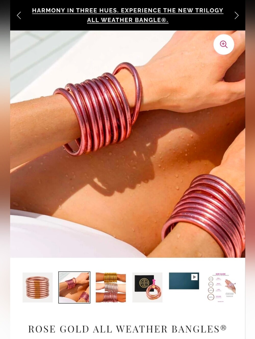 Budhagirl Rose Gold All Weather Bangle Single Large